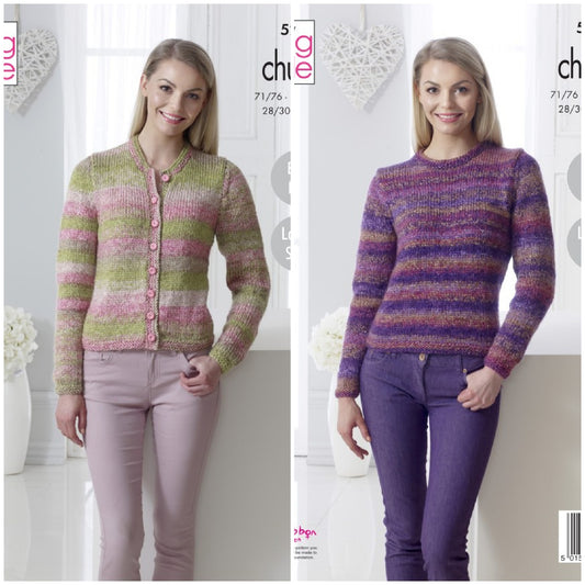 DIGITAL Knitting Pattern Ladies Easy Knit Jumper and Cardigan Chunky King Cole 5278