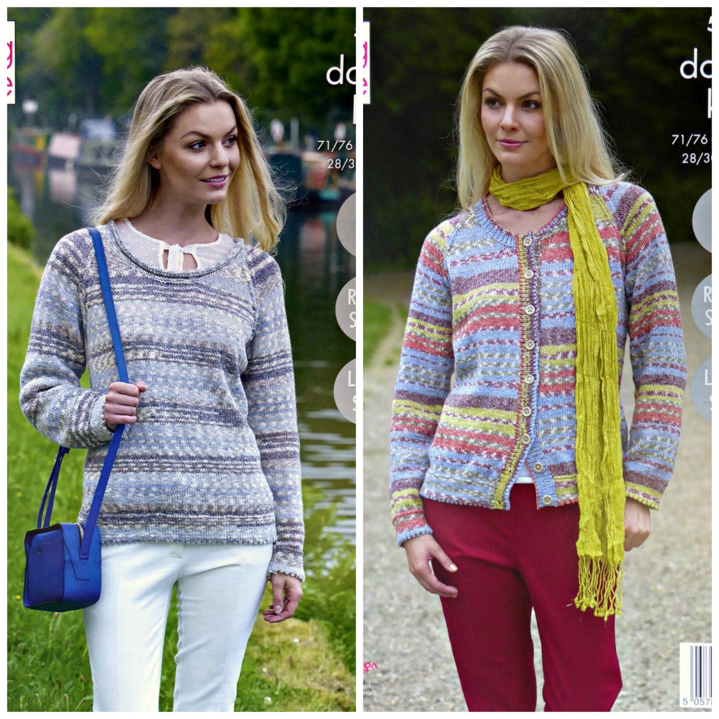 DIGITAL Knitting Pattern Ladies Easy Knit Scoop Neck Jumper & Cardigan Drifter DK King Cole 5303