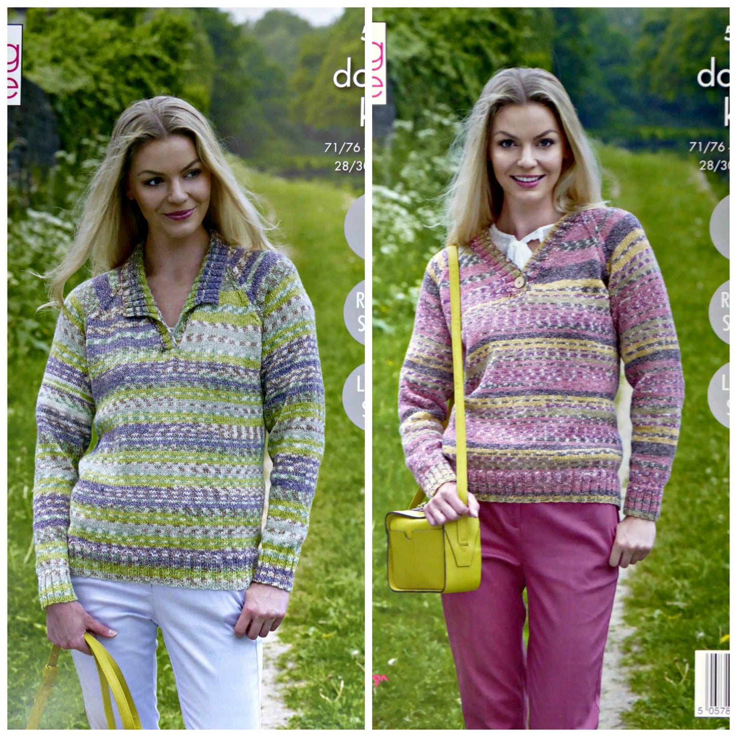 DIGITAL Knitting Pattern Ladies Easy Knit Jumpers Drifter DK King Cole 5306