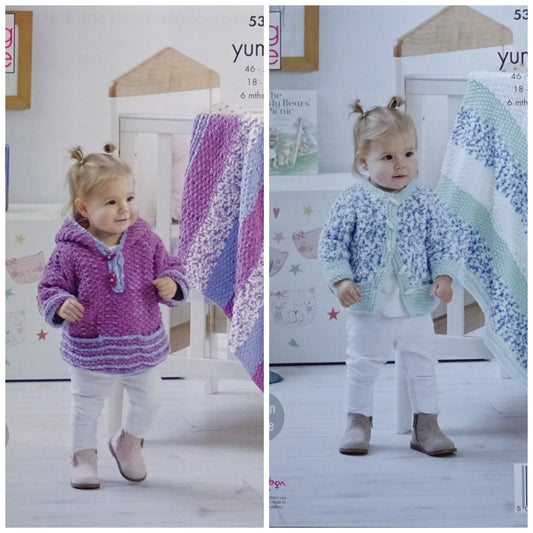 DIGITAL Knitting Pattern Baby Cardigan, Hoodie and Blanket Yummy Chunky King Cole 5328