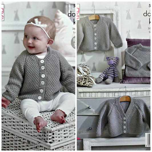 DIGITAL Knitting Pattern Babys Moss Stitch Cardigans and Jumper DK King Cole 5334