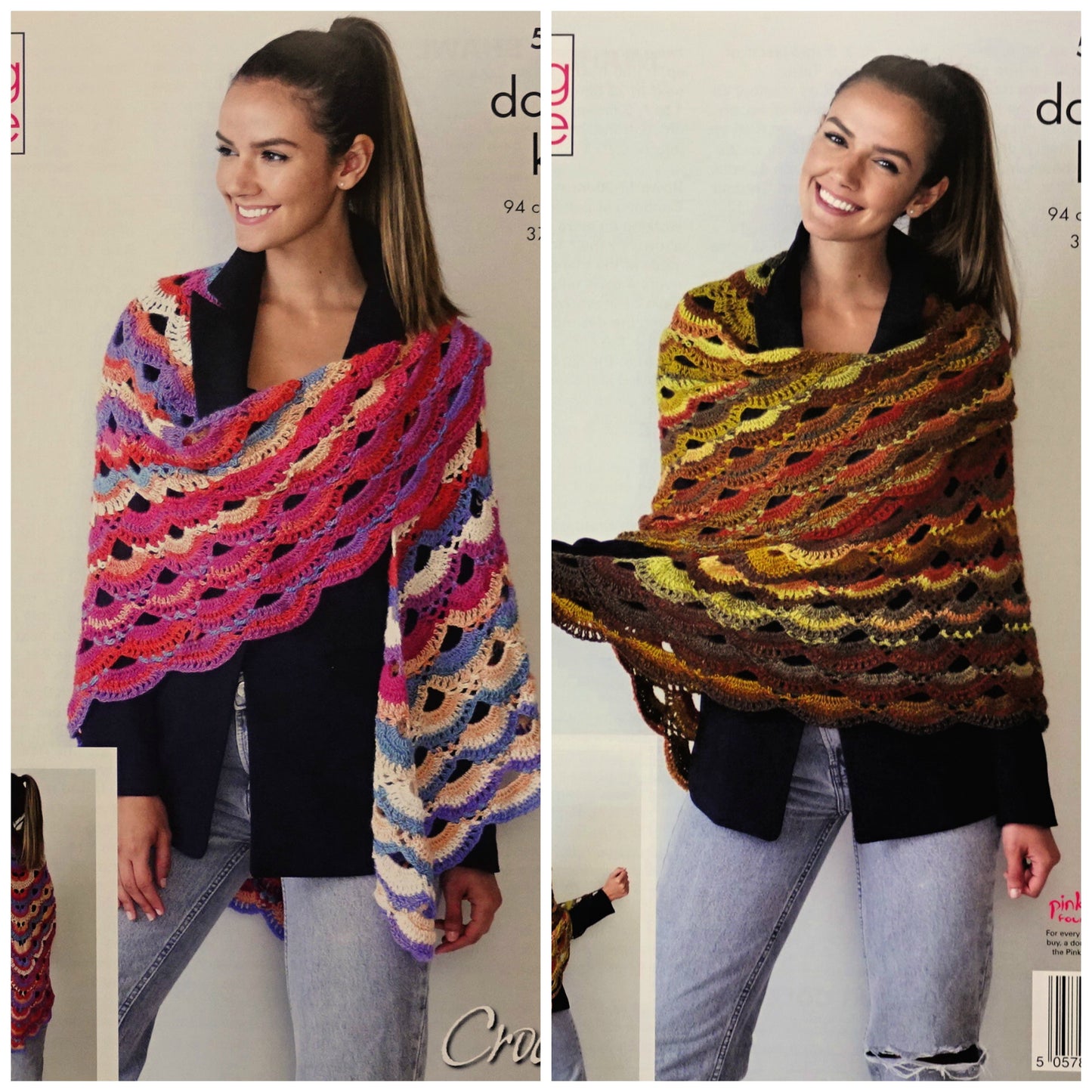 DIGITAL Crochet Pattern Ladies Virus Shawl/Wrap DK King Cole 5335