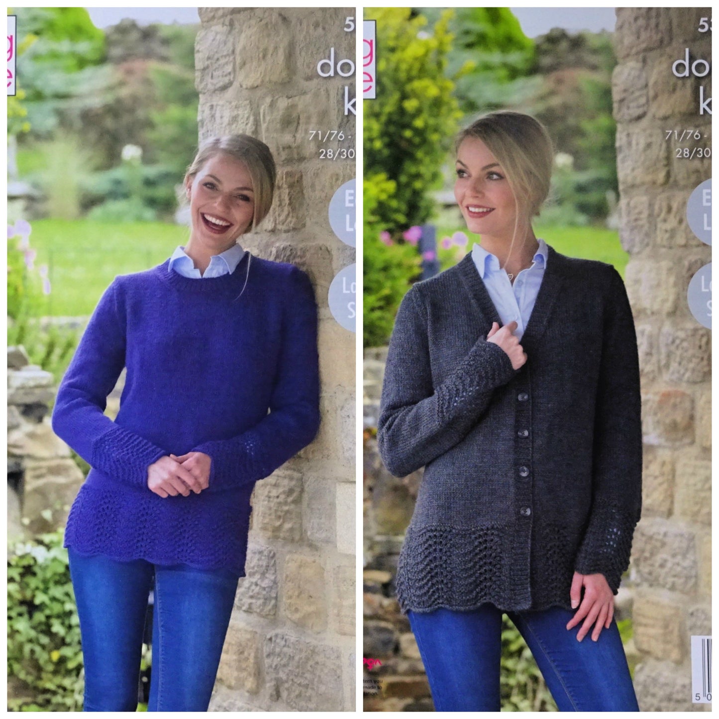 DIGITAL Knitting Pattern Ladies Jumper and Cardigan with Lace Wave Hem DK King Cole 5365