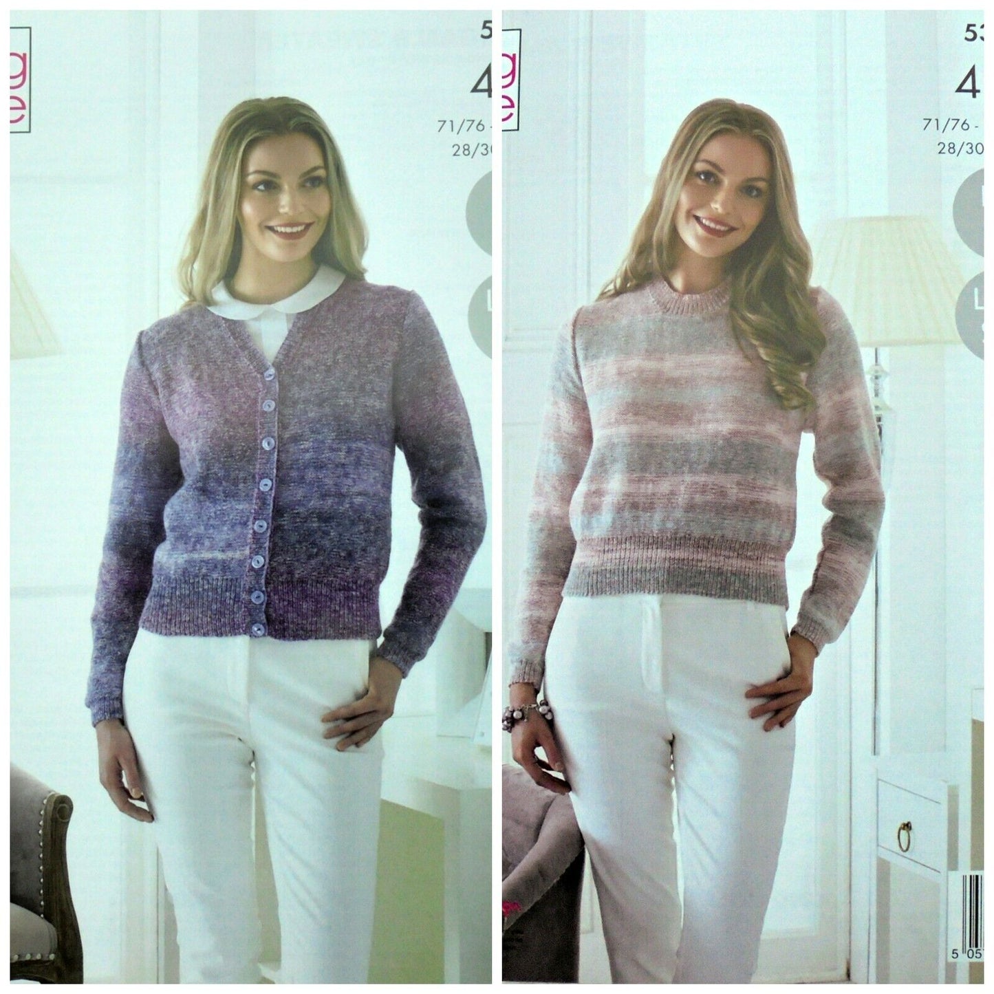 DIGITAL Knitting Pattern Ladies Easy Knit Cardigan and Jumper 4ply 5384 King Cole