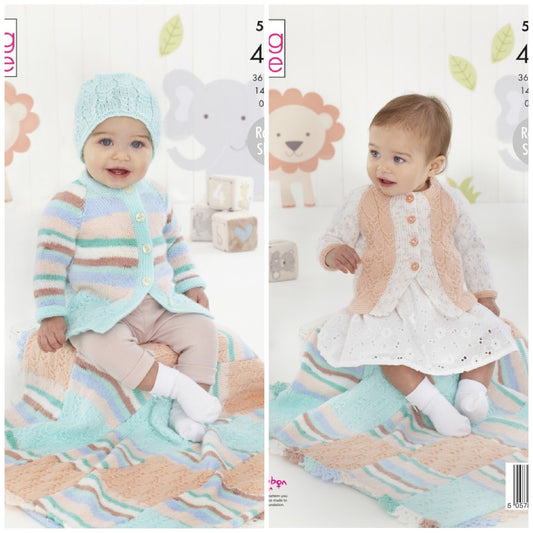 DIGITAL Knitting Pattern Baby Coat, Hat, Blanket and Cardigan 4ply King Cole 5389