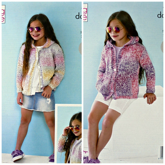 DIGITAL Knitting Pattern Childrens Easy Lace Hooded Jacket with Pockets DK 5409 King Cole
