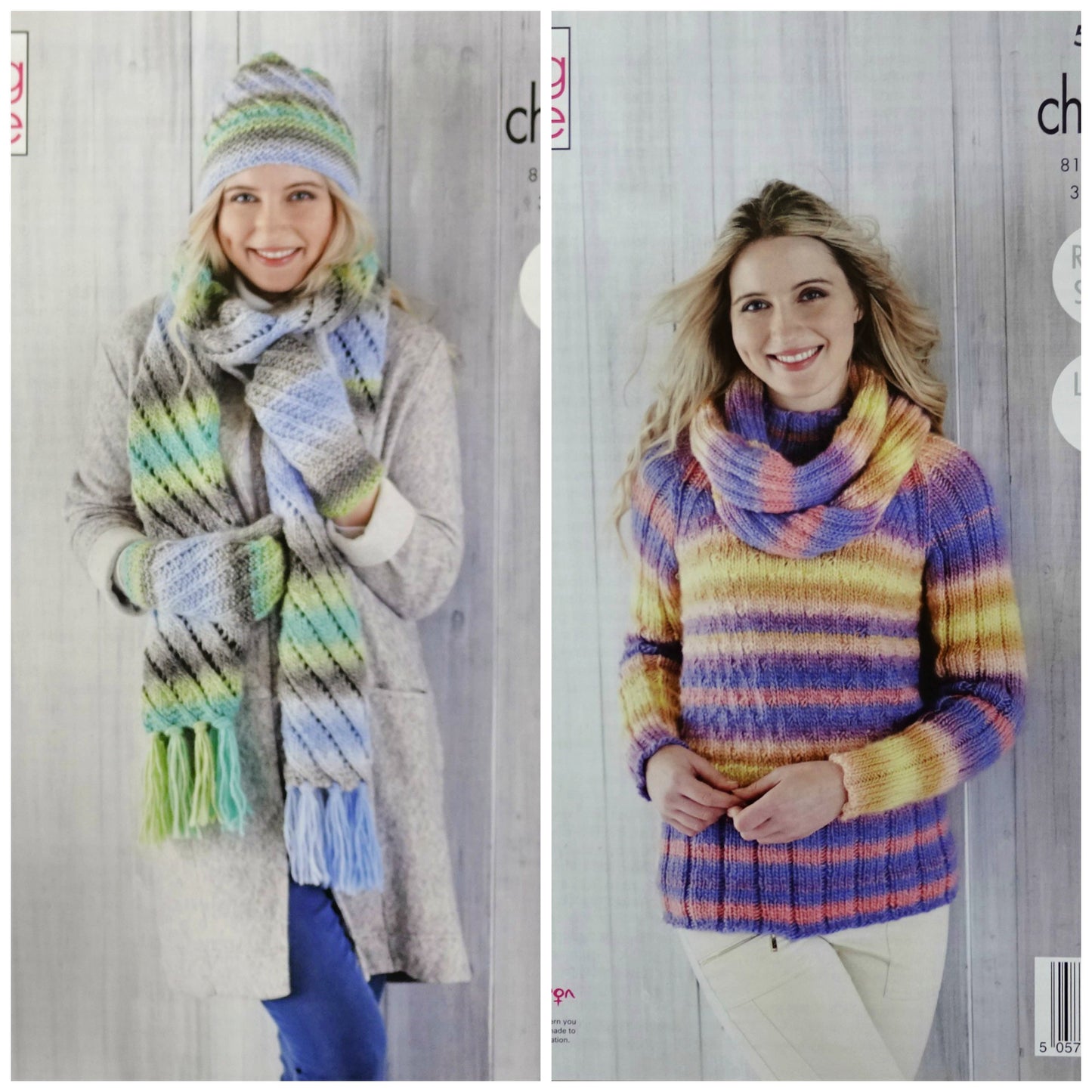 DIGITAL Knitting Pattern Ladies Jumper, Cowl, Scarf, Hat and Mittens Chunky King Cole 5411