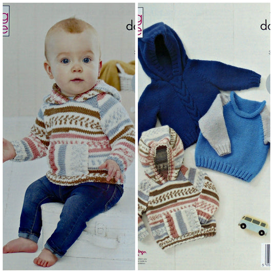 DIGITAL Knitting Pattern Babys Jumper and Hooded Tops DK 5416 King Cole