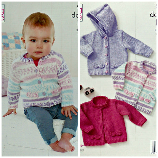 DIGITAL Knitting Pattern Babys Cardigans and Hooded Jacket DK 5417 King Cole