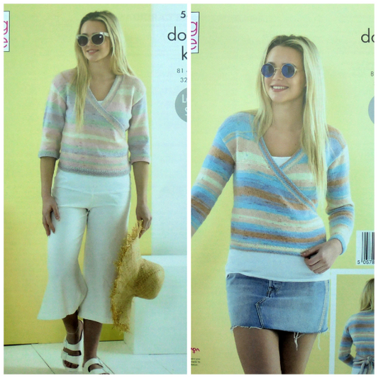 DIGITAL Knitting Pattern Ladies Wrap-Over Cardigans DK King Cole 5426