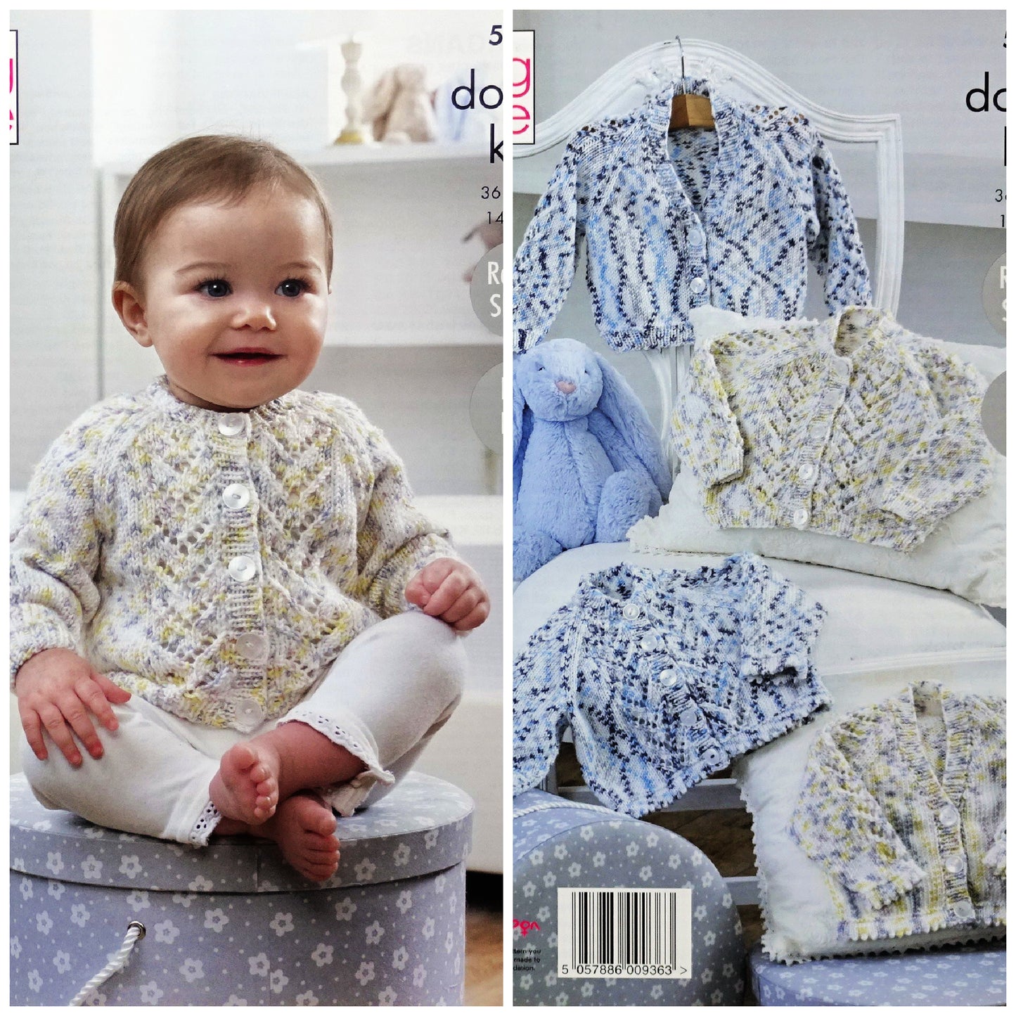 DIGITAL Knitting Pattern Baby's Round or V-Neck Cardigans DK 5439 King Cole