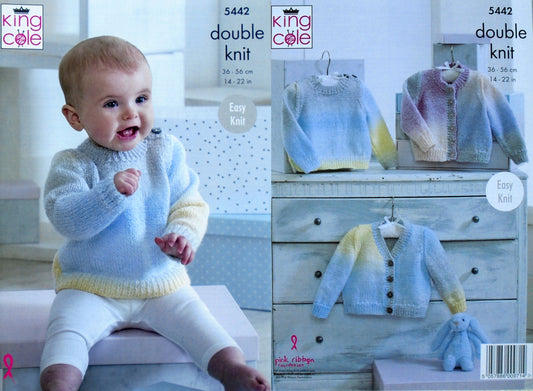 DIGITAL Knitting Pattern Baby Very Easy Knit Jumper & Cardigans DK King Cole 5442