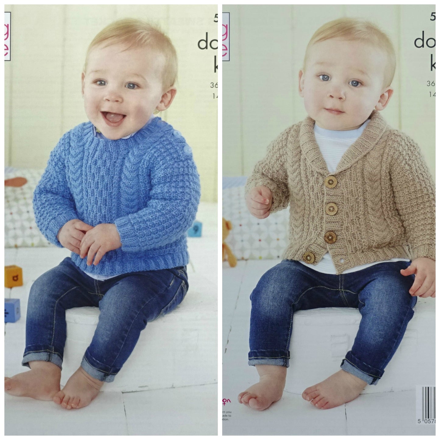 DIGITAL Knitting Pattern Baby Cable Cardigan and Jumper DK King Cole 5472