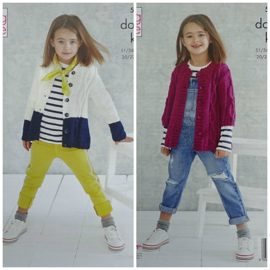 DIGITAL Knitting Pattern Childrens Cable Cardigan & Jacket Drifter DK King Cole 5475