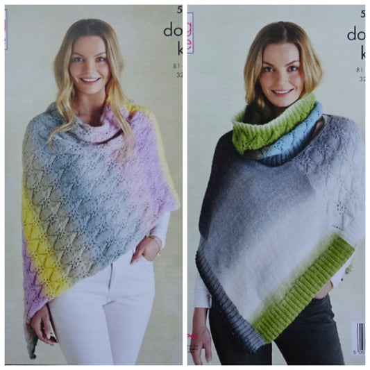 DIGITAL Knitting Pattern Ladies Lacy Wrap, Poncho and Lacy Cowl Curiousity DK 5507