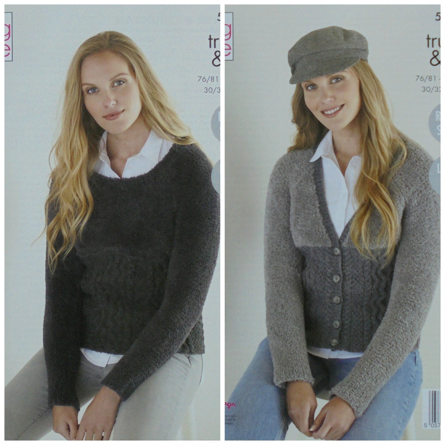 DIGITAL Knitting Pattern Ladies Cable Jumper and Cardigan DK King Cole 5513