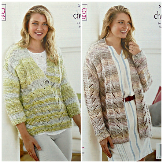 DIGITAL Knitting Pattern Ladies V-Neck Jumper and Cardigan Chunky King Cole 5519