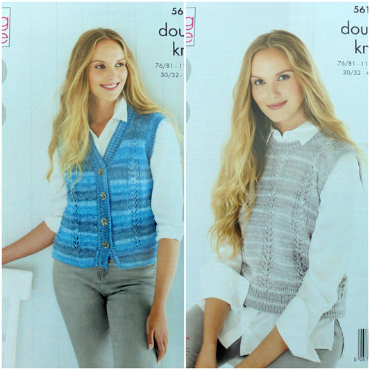 DIGITAL Knitting Pattern Ladies Easy Lace Waistcoat & Top DK King Cole 5611