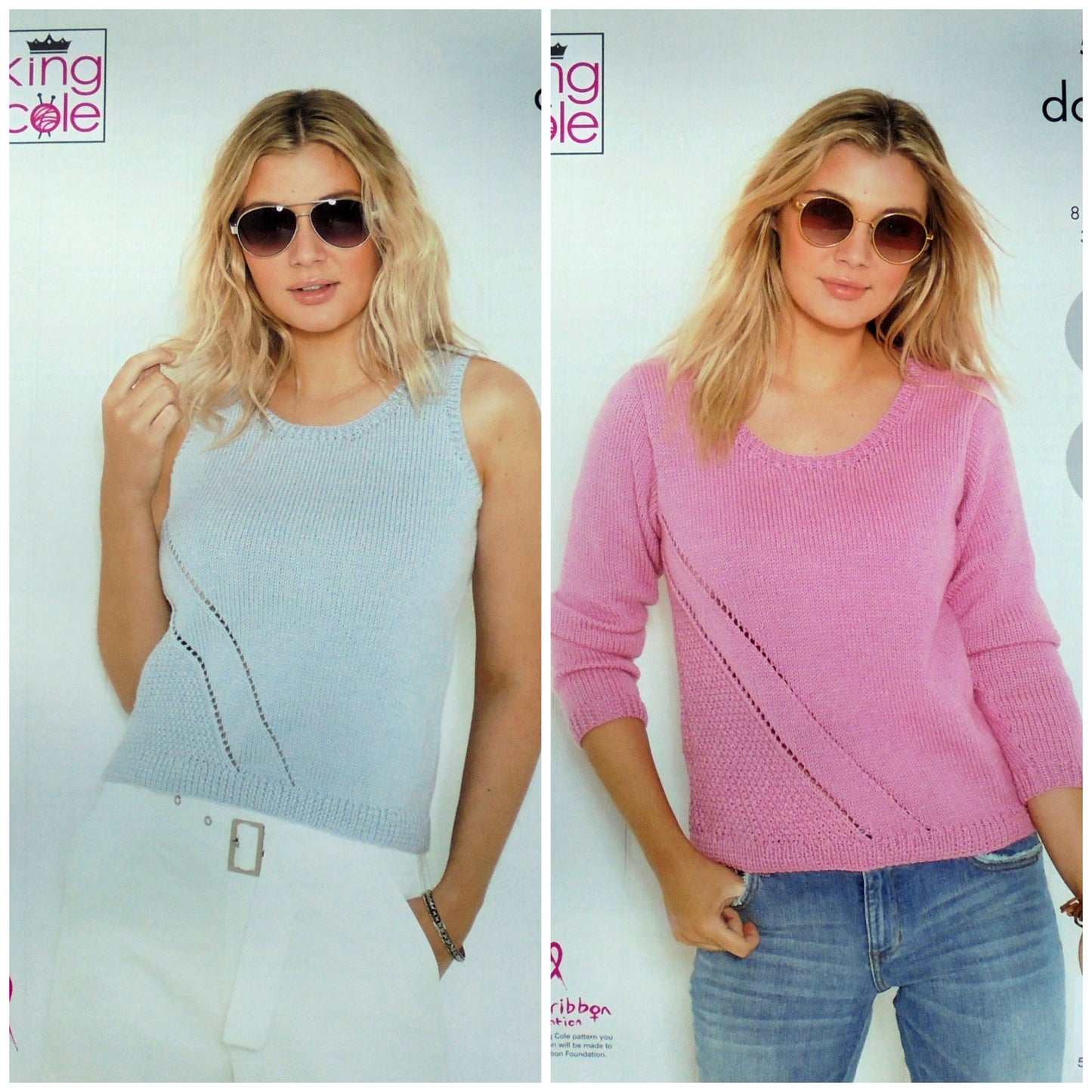 DIGITAL Knitting Pattern Ladies Textured Jumper & Sleeveless Top DK King Cole 5615