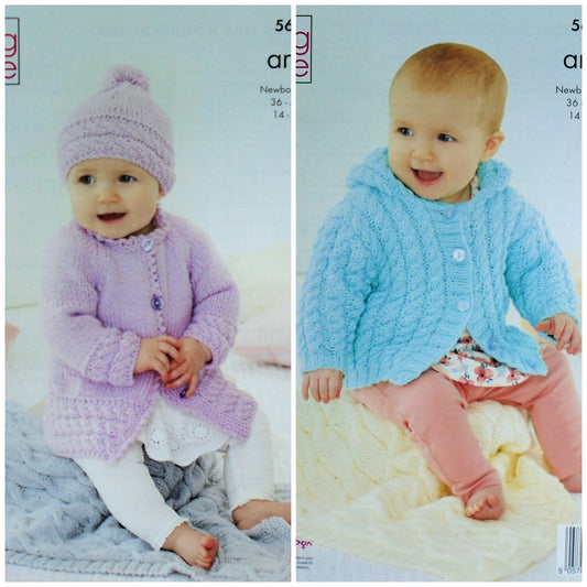 DIGITAL Knitting Pattern Cable Coat Hat Hoodie & Blanket Aran King Cole 5620