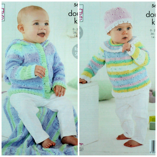 DIGITAL Knitting Pattern Baby Blanket, Hoodie, Hat & Frill Jumper Cottonsoft DK King Cole 5632