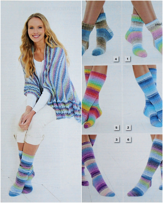 DIGITAL Knitting Pattern LadiesTriangular Wrap and Socks 6 Styles 4ply King Cole 5662