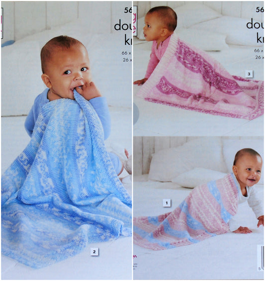 DIGITAL Knitting Pattern 3 Styles Blankets Fjord DK King Cole 5695