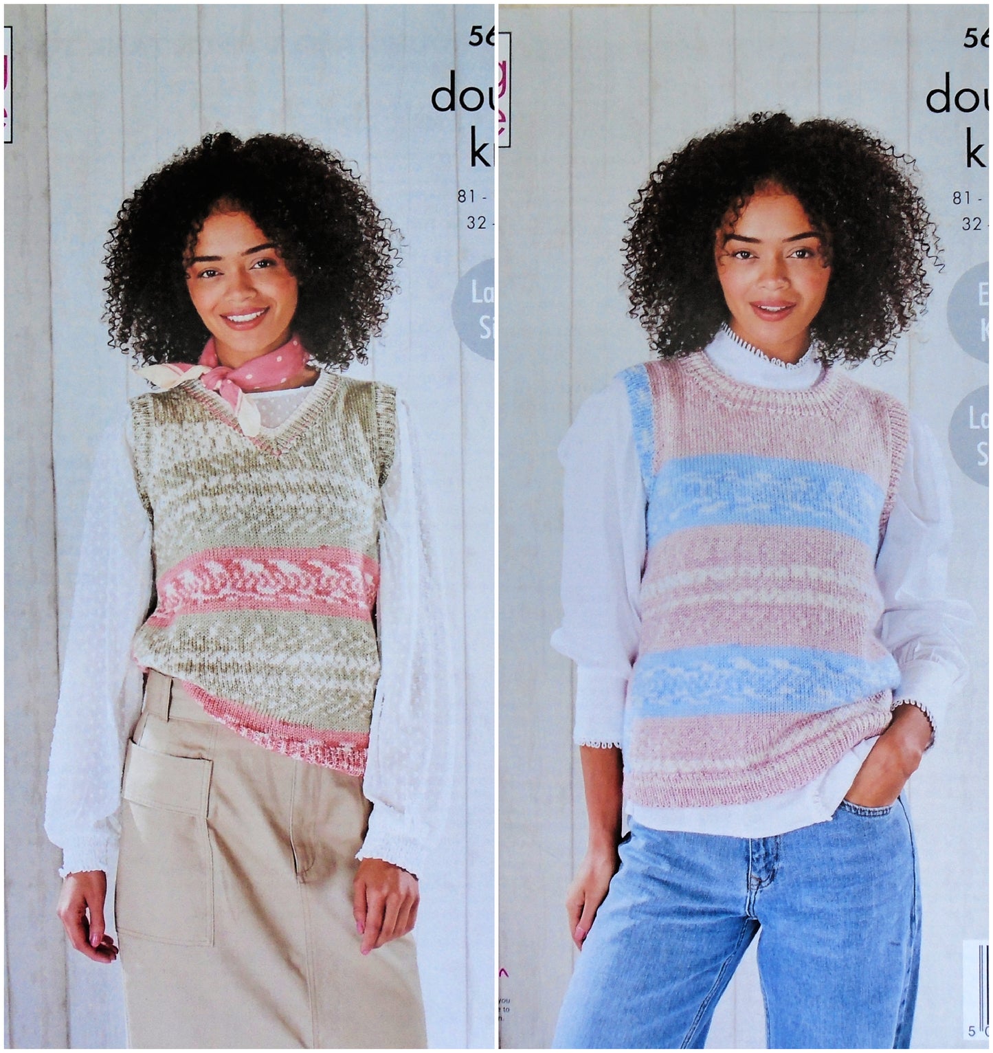 DIGITAL Knitting Pattern Ladies Easy Knit Sleeveless Jumpers Fjord DK 5697 King Cole