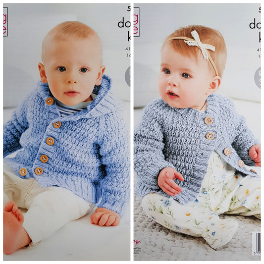 DIGITAL Knitting Pattern Baby Textured Cardigan & Hoodie DK 5717 King Cole