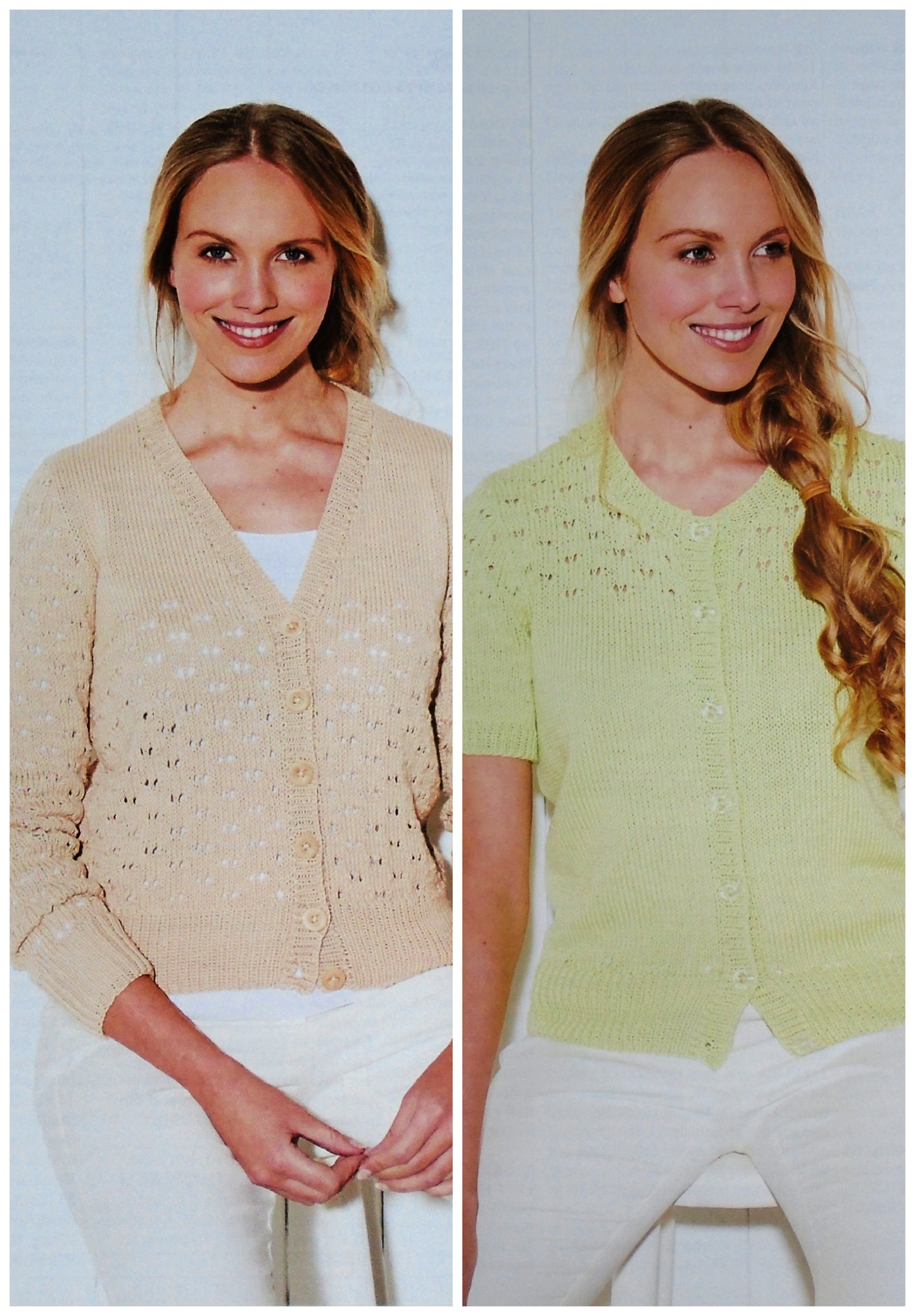 DIGITAL Knitting Pattern Ladies Eyelet Pattern Cardigans Bamboo DK King Cole 5722