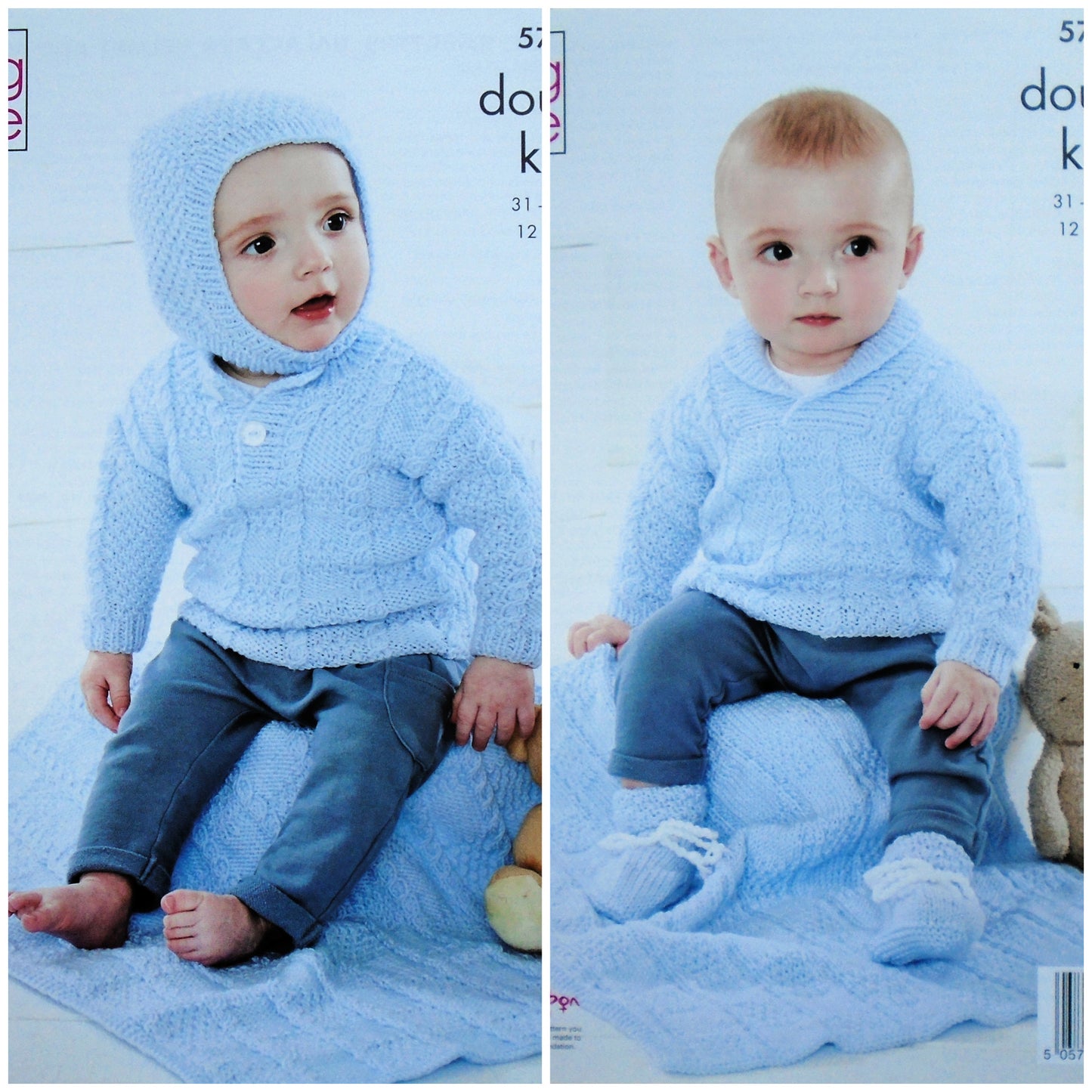 DIGITAL Knitting Pattern Baby's Jumpers Blanket Bootees & Hat DK King Cole 5767