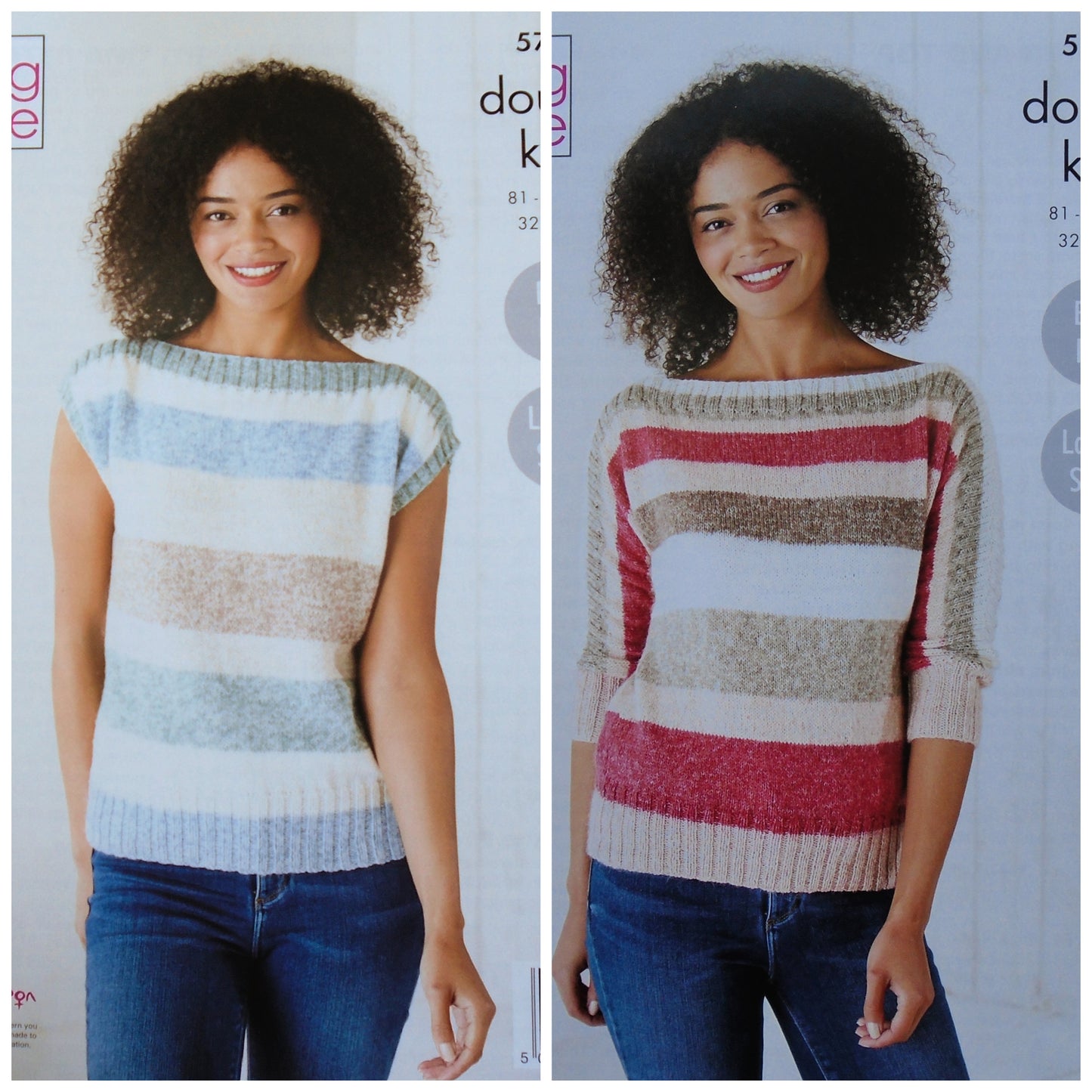 DIGITAL Knitting Pattern Ladies Easy Knit Boat Neck Jumper and Top Harvest DK 5783