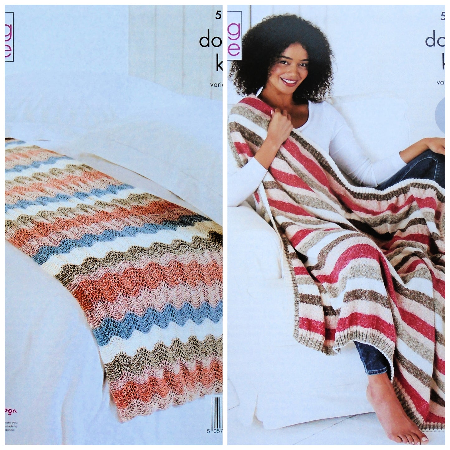 DIGITAL Knitting Pattern Easy Knit Plain or Lace Throw and Bed Runner Harvest DK 5787