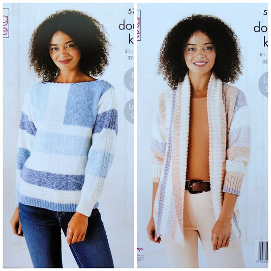 DIGITAL KNITTING PATTERN Ladies Cable Jumper and Easy Knit Jacket Harvest DK 5788