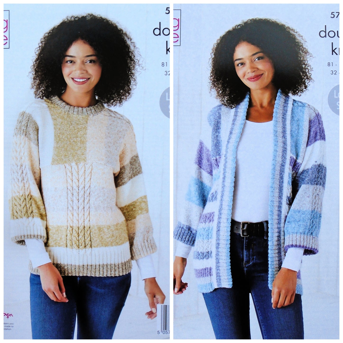 DIGITAL Knitting Pattern Ladies 3/4 Sleeve Cable Jumper and Jacket Harvest DK 5789
