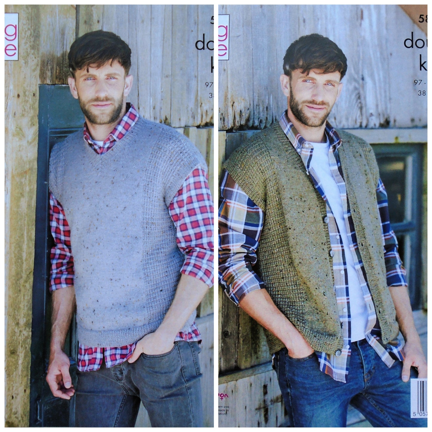 DIGITAL Knitting Pattern Men's Sleeveless V-Neck Jumper and Waistcoat DK King Cole 5800