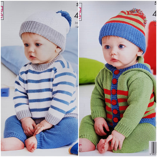 DIGITAL Knitting Pattern Baby Jumper Trousers Hoodie & Hat 4ply King Cole 5880