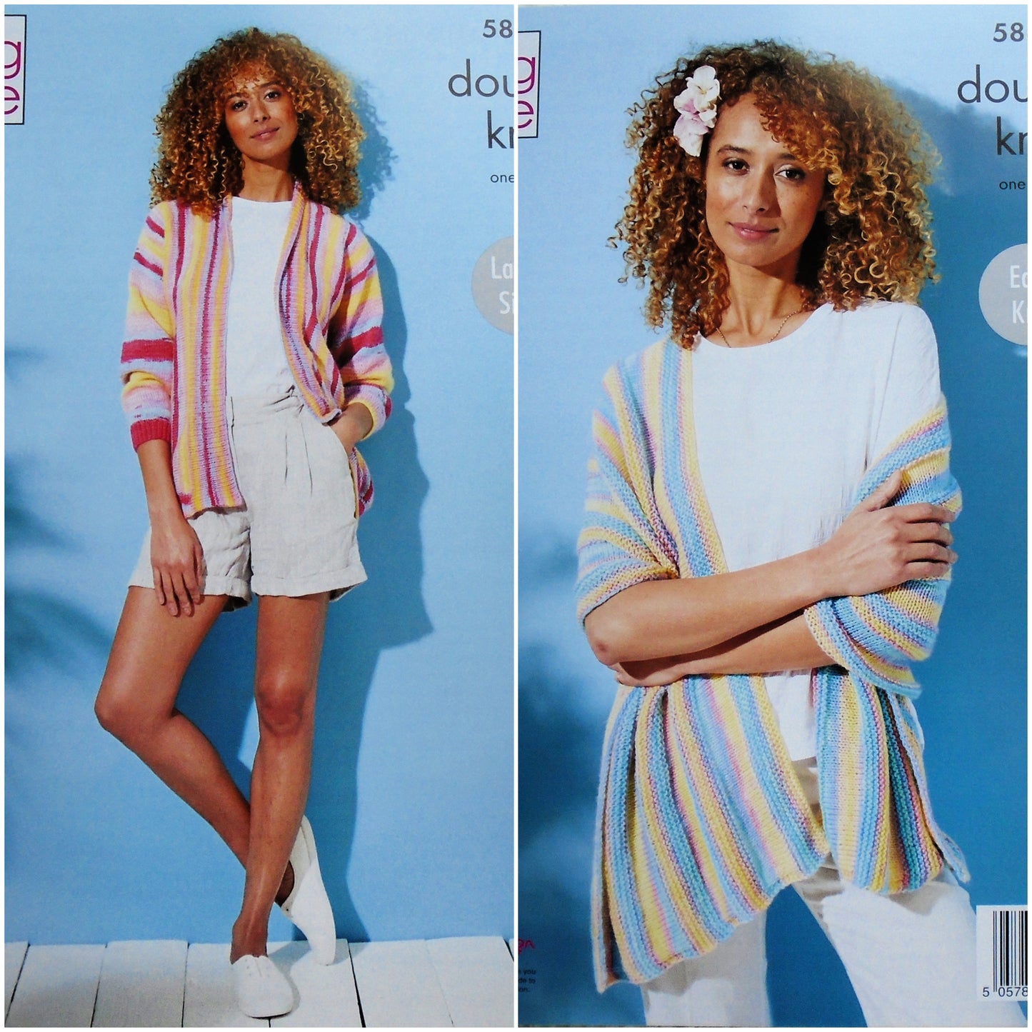 DIGITAL Knitting Pattern Ladies Roll Collar Jacket and Easy Knit Wrap DK King Cole 5886