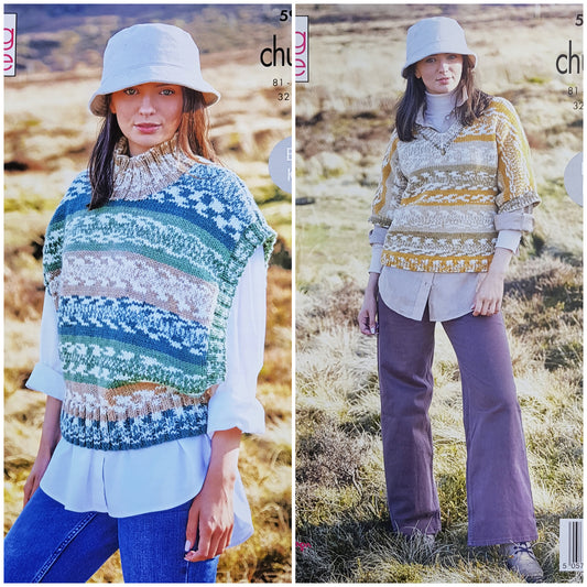 DIGITAL Knitting Pattern Ladies Really Easy Knit Tank Tops Nordic Chunky King Cole 5905