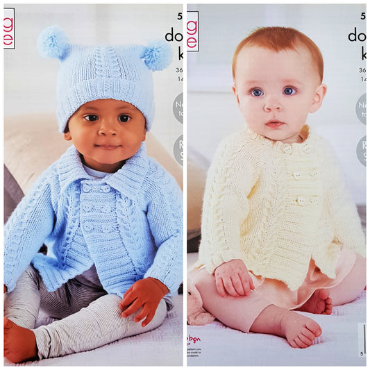 DIGITAL Knitting Pattern Baby Cable Coat and Cardigan & Hat Comfort DK King Cole 5925