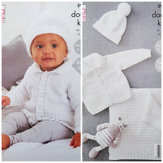 DIGITAL Knitting Pattern Baby Textured Cardigan, Blanket and Hat DK King Cole 5926