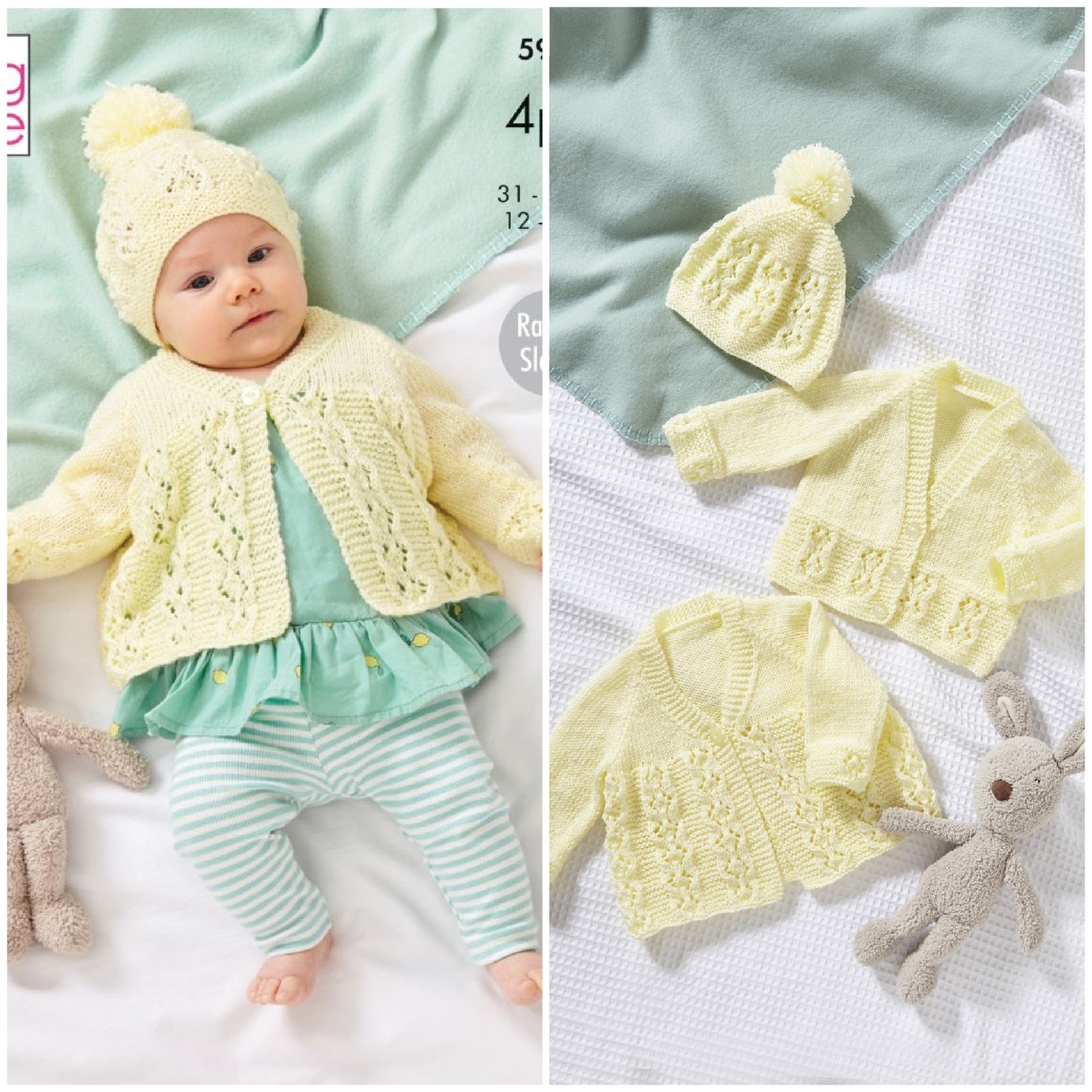 DIGITAL Knitting Pattern Baby Lacy Cardigan Matinee Coat and Hat 4ply King Cole 5984