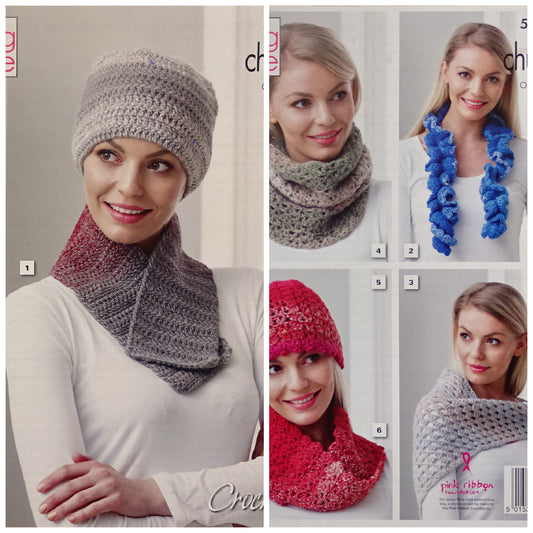 DIGITAL Crochet Pattern Easy Hats, Neck Scarf, Scarf, Wrap & Cowls Chunky King Cole 5242