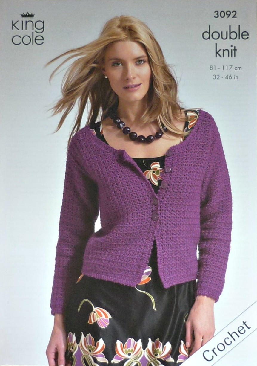 DIGITAL Crochet Pattern Ladies Cardigan and Tank Top DK King Cole 3092