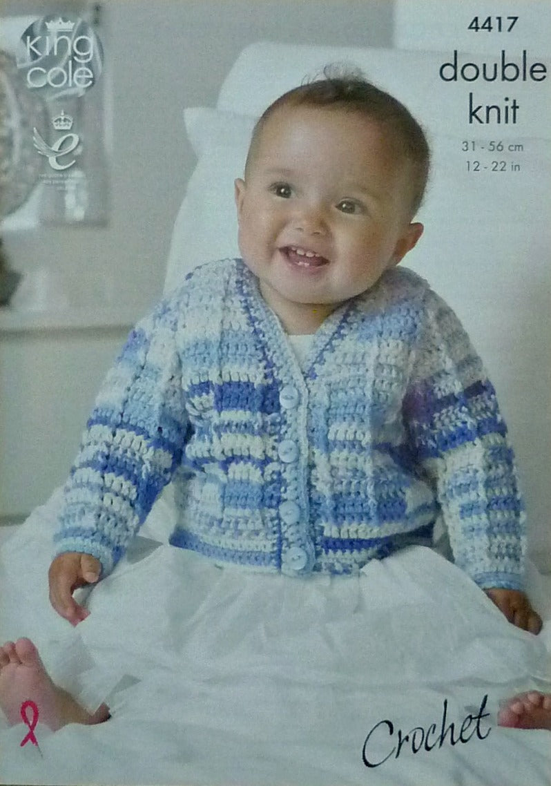 DIGITAL Crochet Pattern Baby V-Neck Cardigan and Waistcoat DK King Cole 4417