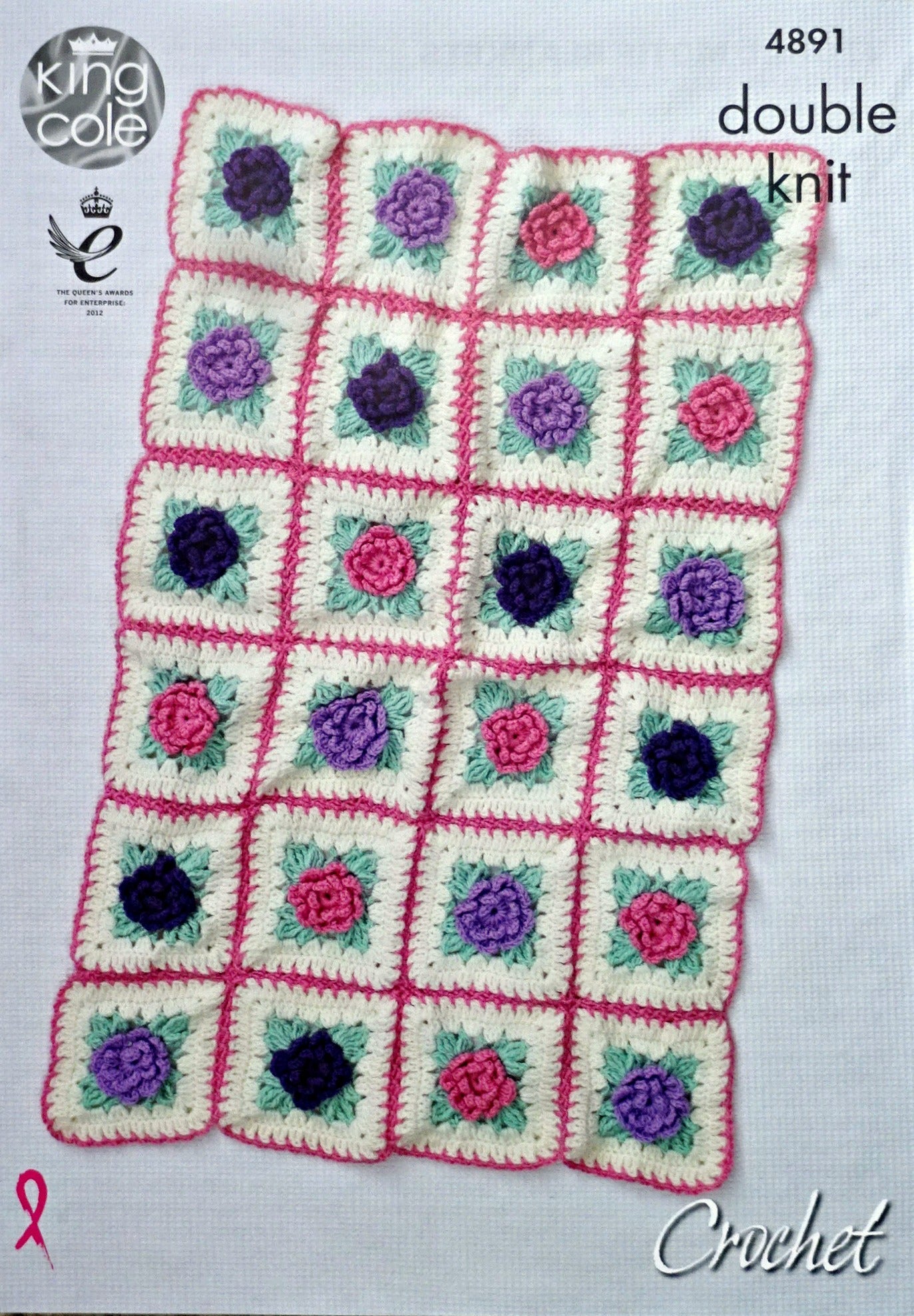 DIGITAL Crochet Pattern Baby Floral Crochet Granny Squares Blankets DK King Cole 4891