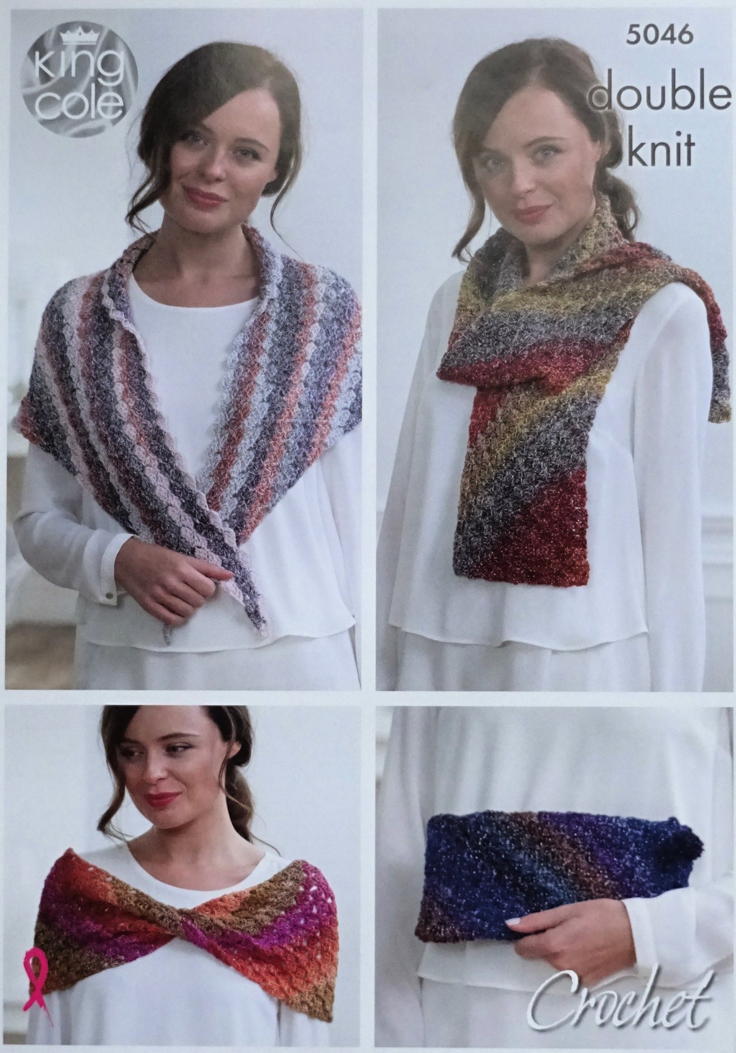 DIGITAL Crochet Pattern Clutch Bag, Scarf, Cowl and Short Shawl DK King Cole 5046