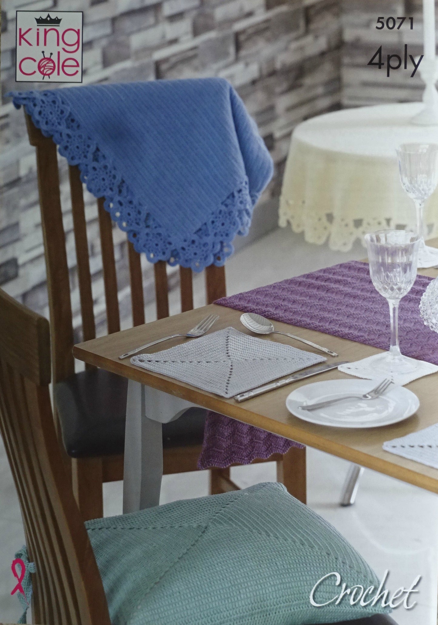 DIGITAL Crochet Pattern Table Cloths, Table Runner, Seat Pad, Table Mats and Coasters Cotton 4ply King Cole 5071