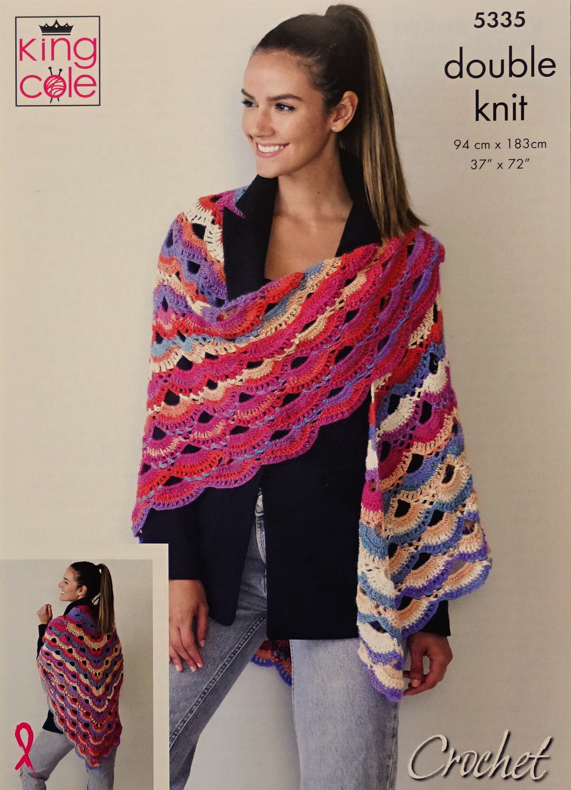 DIGITAL Crochet Pattern Ladies Virus Shawl/Wrap DK King Cole 5335