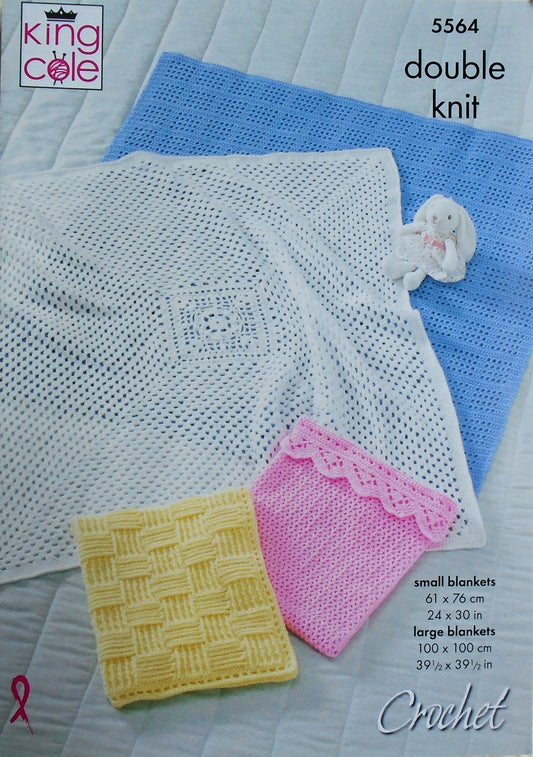 DIGITAL Crochet Pattern Baby Blankets 4 Styles DK King Cole 5564